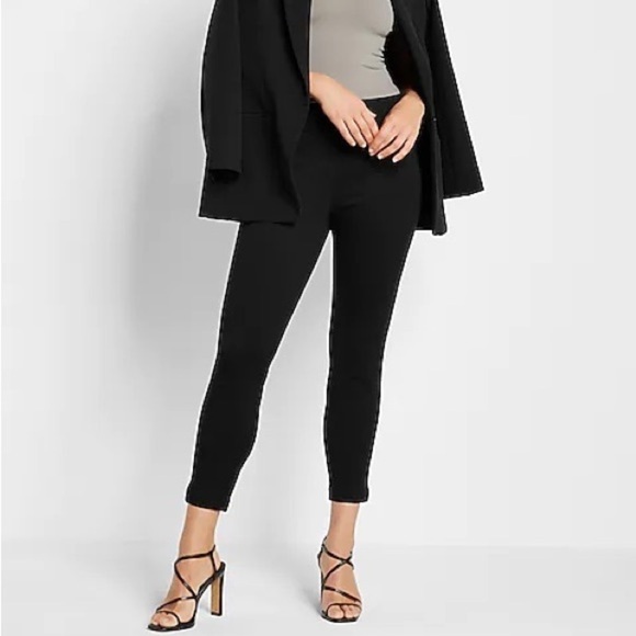 Express Columnist High Waisted Vegan Leather Knit Ankle Pant - Picture 1 of 12